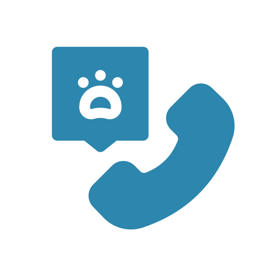 A phone receiver with a paw print speech bubble above it.