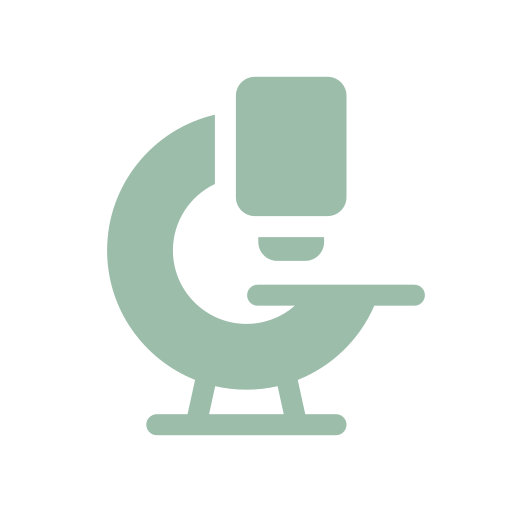 Icon of a green microscope.
