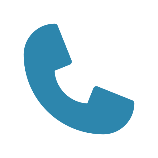 A blue phone receiver icon on a white circle background.