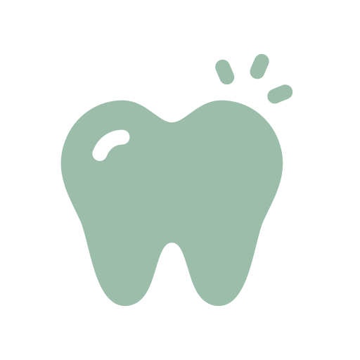 A stylized green tooth icon with a small shine detail on the upper right.