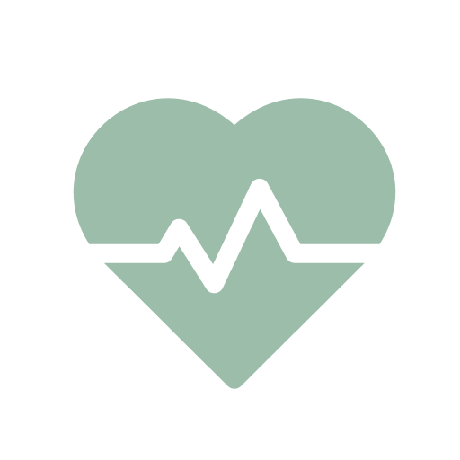Green heart shape with an ECG line inside it.