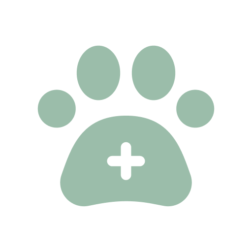 Animal paw print with a white cross in the center.